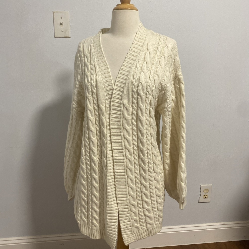 Petal and Pup Chunky Duster Cardigan Womens S Neutral Cable‎ Knit Minimalist